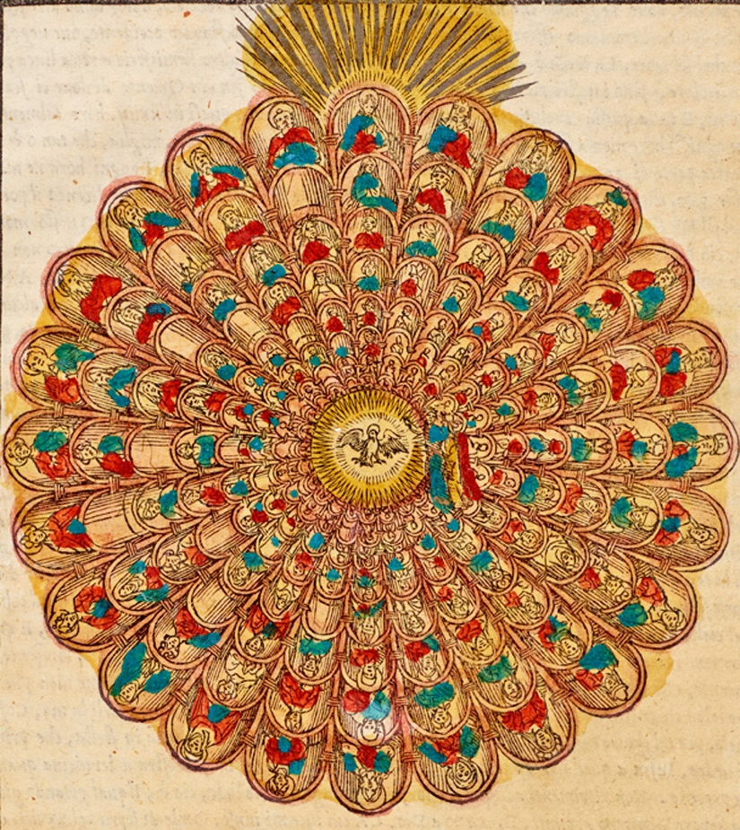 Illustrazione dalla Divina Commedia edita da Francesco Marcolini – la Rosa celeste (1544)